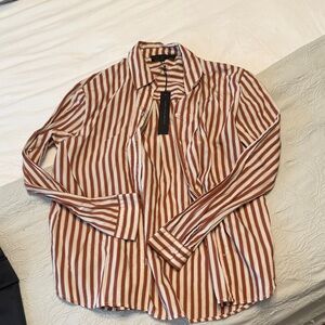 Jane and Delancey Orange and White Striped Top